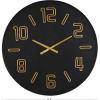 imageDeco 79 Wood Decorative Wall Clock Large Wall Clock for Home with Gold Hands and Numbers Wall Clock for Room 32quot x 1quot x 32quot Black