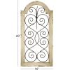 imageDeco 79 Wood Scroll Home Wall Decor Arched Window Inspired Wall Sculpture with Metal Scrollwork Relief Wall Art 10quot x 1quot x 20quot White