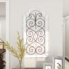 imageDeco 79 Wood Scroll Home Wall Decor Arched Window Inspired Wall Sculpture with Metal Scrollwork Relief Wall Art 10quot x 1quot x 20quot White