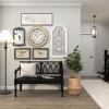 imageDeco 79 Wood Scroll Home Wall Decor Arched Window Inspired Wall Sculpture with Metal Scrollwork Relief Wall Art 10quot x 1quot x 20quot White