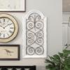 imageDeco 79 Wood Scroll Home Wall Decor Arched Window Inspired Wall Sculpture with Metal Scrollwork Relief Wall Art 10quot x 1quot x 20quot White