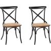 imageDeco 79 Metal Dining Chair with Brown Rattan Seat and Curved Details set of 2 20 x 20 x 35 BlackBlack