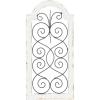 imageDeco 79 Wood Scroll Home Wall Decor Arched Window Inspired Wall Sculpture with Metal Scrollwork Relief Wall Art 10quot x 1quot x 20quot White