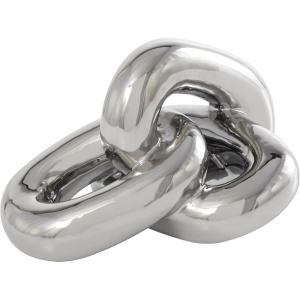 imageDeco 79 Ceramic Chain Decorative Sculpture 3 Link Home Decor Statue Accent Figurine 11quot x 7quot x 6quot SilverSilver