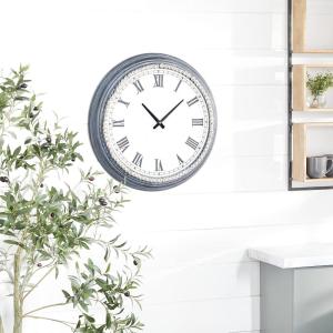 imageDeco 79 Metal Decorative Wall Clock Wall Clock for Home with Beaded Accents Wall Clock for Room 23quot x 3quot x 23quot White
