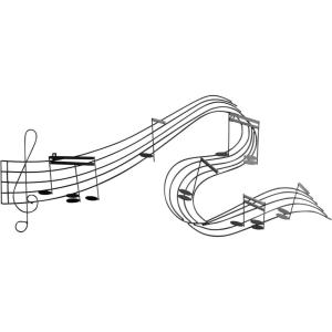imageDeco 79 Metal Musical Notes Home Wall Decor Wavy Wall Sculpture Wall Art 49quot x 1quot x 21quot BlackBlack