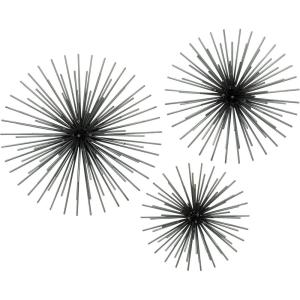 imageDeco 79 Metal Starburst Home Wall Decor 3D Wall Sculpture Set of 3 Wall Art 16quot 20quot 24quotW BlackBlack