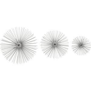 imageDeco 79 Metal Starburst Home Wall Decor 3D Wall Sculpture Set of 3 Wall Art 16quot 20quot 24quotW BlackSilver
