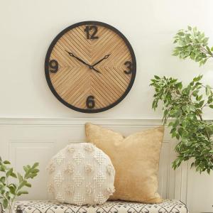 imageDeco 79 Wood Decorative Clock  Carved Wall Clock for Home 25quot x 3quot x 25quot BrownBrown