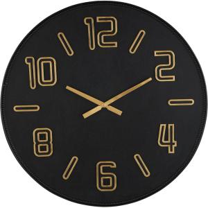 imageDeco 79 Wood Decorative Wall Clock Large Wall Clock for Home with Gold Hands and Numbers Wall Clock for Room 32quot x 1quot x 32quot Black