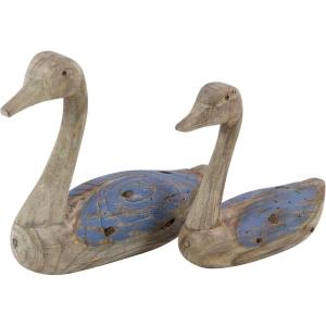imageDeco 79 Wood Duck Decorative Sculpture Home Decor Statues Set of 2 Accent Figurines 13quot 11quotW BrownBrown