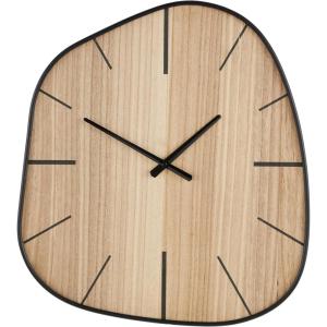 imageDeco 79 Wooden Decorative Wall Clock Wavy Wall Clock for Home with Black Hands and Markers Wall Clock for Room 21quot x 2quot x 23quot Brown