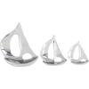 imageDeco 79 Aluminum Metal Sail Boat Decorative Sculpture Home Decor Statues Set of 3 Accent Figurines 12quot 8quot 7quotH Silver