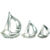 imageDeco 79 Aluminum Metal Sail Boat Decorative Sculpture Home Decor Statues Set of 3 Accent Figurines 12quot 8quot 7quotH Silver
