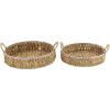 imageDeco 79 Dried Plant Handmade Woven Tray Set of 2 18quot 20quotW Brown