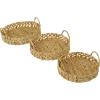 imageDeco 79 Seagrass Handmade Living Room Decor Tray Woven Ottoman Tray with Handles Set of 3 Serving Tray 19quot 16quot 14quot W Brown186