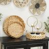imageDeco 79 Seagrass Handmade Living Room Decor Tray Woven Ottoman Tray with Handles Set of 3 Serving Tray 19quot 16quot 14quot W Brown186