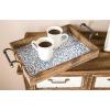 imageDeco 79 Wood Living Room Decor Tray Ottoman Tray with Tile Patterns Set of 2 Serving Tray 23quot 19quotW Brown