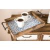 imageDeco 79 Wood Living Room Decor Tray Ottoman Tray with Tile Patterns Set of 2 Serving Tray 23quot 19quotW Brown