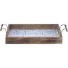 imageDeco 79 Wood Living Room Decor Tray Ottoman Tray with Tile Patterns Set of 2 Serving Tray 23quot 19quotW Brown