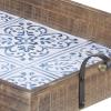 imageDeco 79 Wood Living Room Decor Tray Ottoman Tray with Tile Patterns Set of 2 Serving Tray 23quot 19quotW Brown