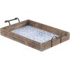 imageDeco 79 Wood Living Room Decor Tray Ottoman Tray with Tile Patterns Set of 2 Serving Tray 23quot 19quotW Brown