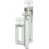 imageDeco 79 Wood Pillar 3 Plate Candle Holder with Mirrored Accents 7quot x 7quot x 21quot Silver