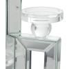 imageDeco 79 Wood Pillar 3 Plate Candle Holder with Mirrored Accents 7quot x 7quot x 21quot Silver