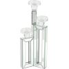 imageDeco 79 Wood Pillar 3 Plate Candle Holder with Mirrored Accents 7quot x 7quot x 21quot Silver