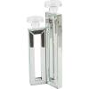 imageDeco 79 Wood Pillar 3 Plate Candle Holder with Mirrored Accents 7quot x 7quot x 21quot Silver