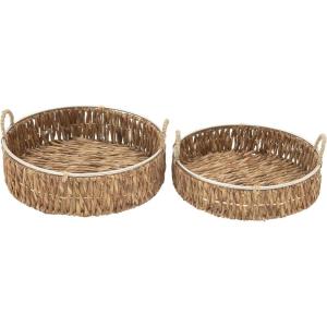 imageDeco 79 Dried Plant Handmade Woven Tray Set of 2 18quot 20quotW Brown