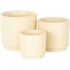 imageDeco 79 Ceramic Geometric Indoor Outdoor Planter Small Planter Pot with Layered Square Shaped Grooves Set of 3 Planters 7quot 6quot 5quotW CreamCream