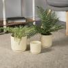 imageDeco 79 Ceramic Geometric Indoor Outdoor Planter Small Planter Pot with Layered Square Shaped Grooves Set of 3 Planters 7quot 6quot 5quotW CreamCream