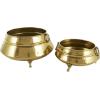 imageDeco 79 Ceramic Indoor Outdoor Planter Small Planter Pot with Layered Square Shaped Grooves Set of 3 Planters 7quot 6quot 4quotH GrayGold