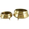 imageDeco 79 Ceramic Indoor Outdoor Planter Small Planter Pot with Layered Square Shaped Grooves Set of 3 Planters 7quot 6quot 4quotH GrayGold