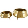 imageDeco 79 Ceramic Indoor Outdoor Planter Small Planter Pot with Layered Square Shaped Grooves Set of 3 Planters 7quot 6quot 4quotH GrayGold