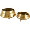 imageDeco 79 Ceramic Indoor Outdoor Planter Small Planter Pot with Layered Square Shaped Grooves Set of 3 Planters 7quot 6quot 4quotH GrayGold
