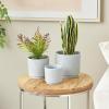imageDeco 79 Ceramic Indoor Outdoor Planter Small Planter Pot with Layered Square Shaped Grooves Set of 3 Planters 7quot 6quot 4quotH GrayGray