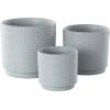 imageDeco 79 Ceramic Indoor Outdoor Planter Small Planter Pot with Layered Square Shaped Grooves Set of 3 Planters 7quot 6quot 4quotH GrayGray