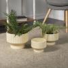 imageDeco 79 Ceramic Indoor Outdoor Planter Wide Small Planter Pot with Linear Grooves and Tapered Bases Set of 3 Planters 10quot 8quot 7quotW CreamCream