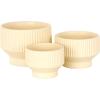 imageDeco 79 Ceramic Indoor Outdoor Planter Wide Small Planter Pot with Linear Grooves and Tapered Bases Set of 3 Planters 10quot 8quot 7quotW CreamCream
