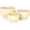 imageDeco 79 Ceramic Indoor Outdoor Planter Wide Small Planter Pot with Linear Grooves and Tapered Bases Set of 3 Planters 10quot 8quot 7quotW CreamCream