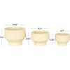 imageDeco 79 Ceramic Indoor Outdoor Planter Wide Small Planter Pot with Linear Grooves and Tapered Bases Set of 3 Planters 10quot 8quot 7quotW CreamCream
