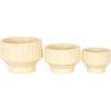 imageDeco 79 Ceramic Indoor Outdoor Planter Wide Small Planter Pot with Linear Grooves and Tapered Bases Set of 3 Planters 10quot 8quot 7quotW CreamCream