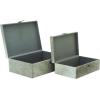 imageDeco 79 Leather Handmade Box with Hinged Lid Set of 2 17quot 14quotW Gray
