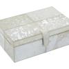 imageDeco 79 Leather Handmade Decorative Box Cowhide Storage Decorative Keepsake Boxes with Silver Foil Accents Set of 2 Storage Boxes 17quot 14quotW Silver