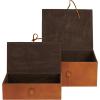 imageDeco 79 Leather Handmade Decorative Box Storage Decorative Keepsake Boxes with Leather Loop Closure and Detailed Stitching Set of 2 Storage Boxes 11quot 10quot W Brown