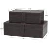imageDeco 79 Leather Handmade Decorative Box Storage Decorative Keepsake Boxes with Snap Front Closure and Detailed Stitching Set of 2 Storage Boxes 10quot 8quot W Dark Brown