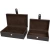 imageDeco 79 Leather Handmade Decorative Box Storage Decorative Keepsake Boxes with Snap Front Closure and Detailed Stitching Set of 2 Storage Boxes 10quot 8quot W Dark Brown