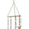 imageDeco 79 Metal Sun Stars Windchime with Glass Beads and Cone Bells 7quot x 7quot x 26quot GoldGold